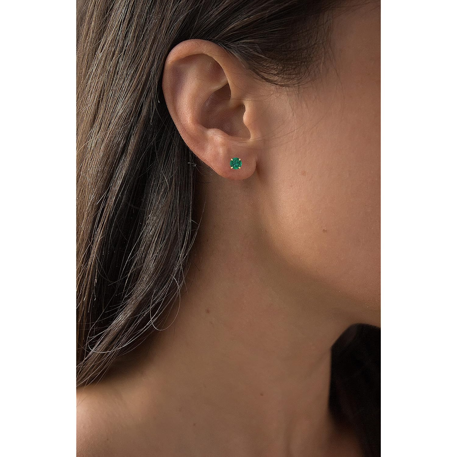 Solid 14K Yellow or White or Rose Gold 6mm Round Genuine Birthstone Gemstone Prong Set Stud Earrings For Women