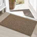 Beqhause Dirt Trapper Door Mat 20" X 32", Non-Slip Washable Doormats, Beige | Entrance Mat Dirt Resistant And Absorbent Welcome Mat, Low Profile Floor Mats For Front Back Door And Entryway
