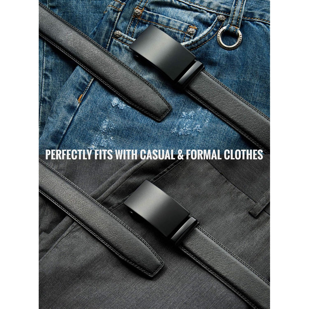 Chaoren Mens Belt - Mens Ratchet Belt Leather 1 3/8" For Dress Pant - Micro Adjustable Belt Fit Everywhere
