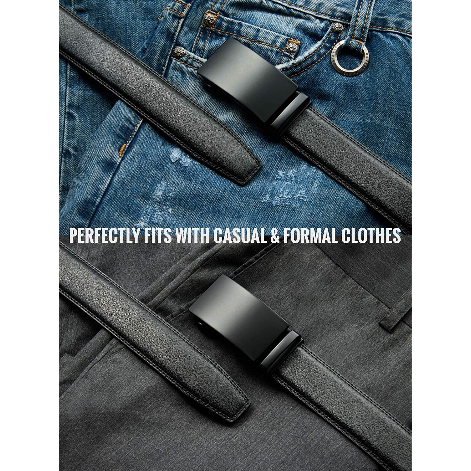 Chaoren Mens Belt - Mens Ratchet Belt Leather 1 3/8" For Dress Pant - Micro Adjustable Belt Fit Everywhere