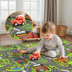 Upgrade Ultra Non Slip Kids Car Rug, Kids Road Playmat Rug for Toy Cars, Educational Town City Map Washable Carpet for Boy Playroom Bedroom, Safer Car Track Play Mat for Children Baby Toddler, 60"x36"