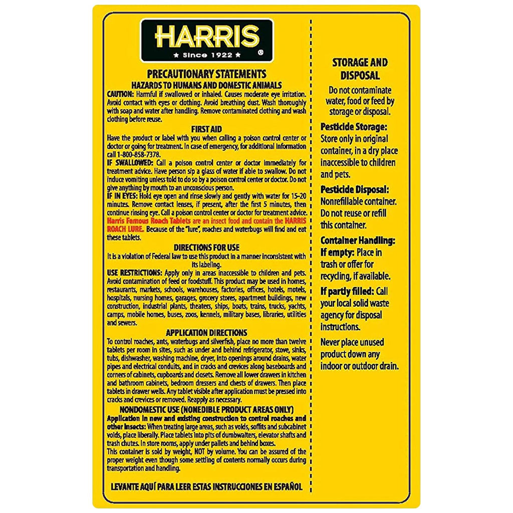 Harris Roach Tablets, Boric Acid Roach And Insects Killer With Lure, Alternative To Bait Traps (6Oz, 145 Tablets), Yellow