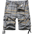 Novocct Cargo Short For Men 10" Inseam Relaxed Fit Plaid Outdoor Hiking Work Stretch Cotton Casual Shorts With Multi-Pocket