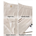 Bermuda Shorts for Women High Waisted Linen Dressy Casual Pleated Wide Leg Summer Shorts with Elastic Waist