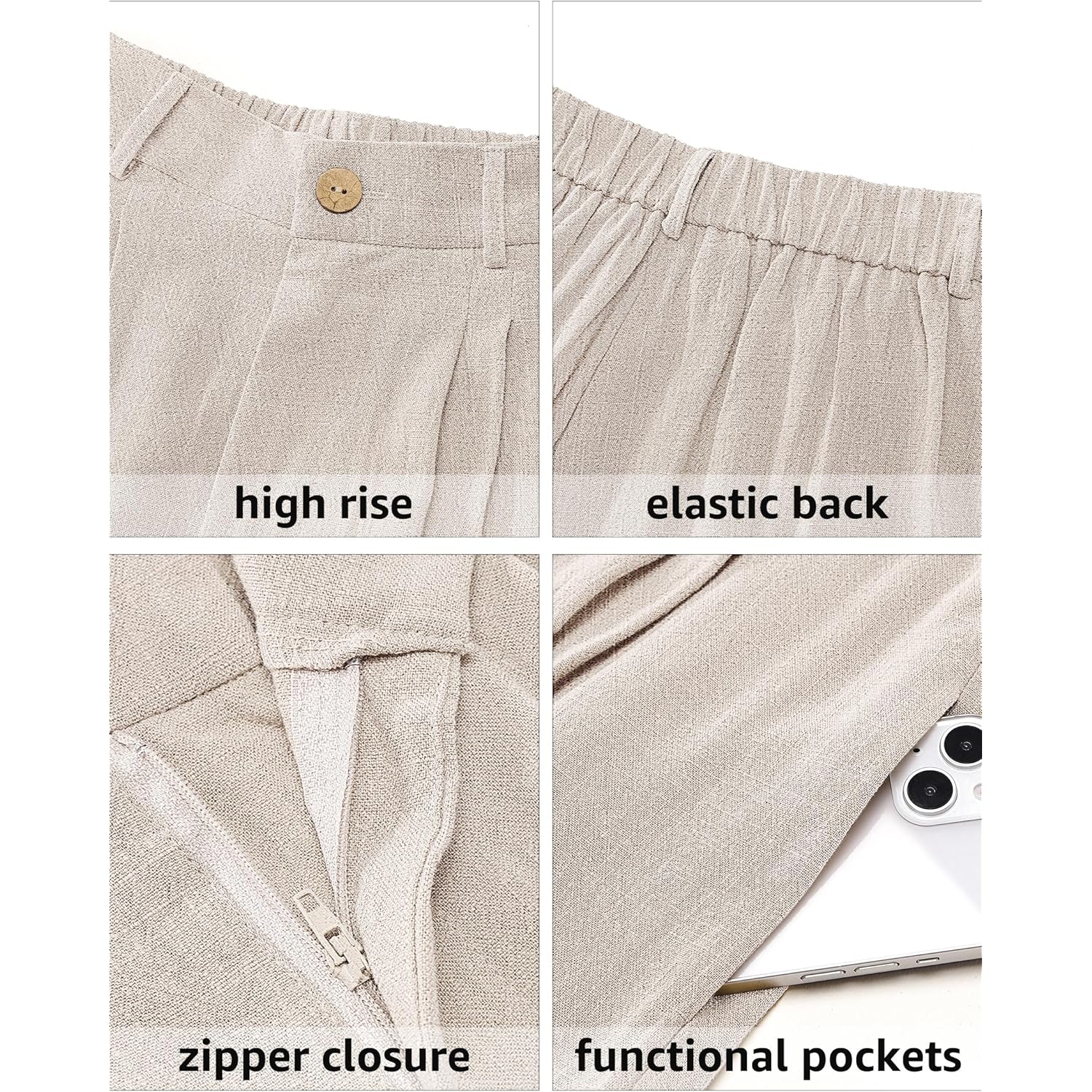 Bermuda Shorts for Women High Waisted Linen Dressy Casual Pleated Wide Leg Summer Shorts with Elastic Waist