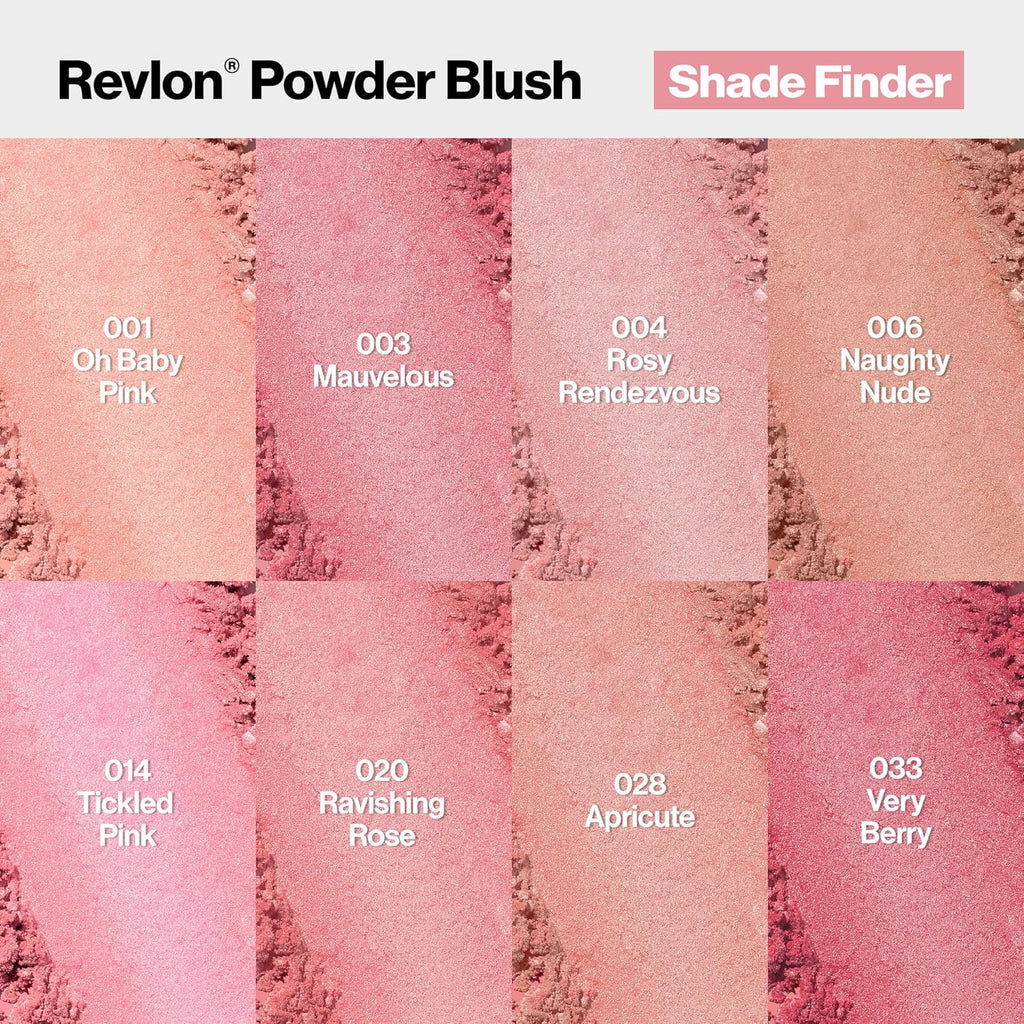 Revlon Powder Blush Face Makeup, High Impact Buildable Color, Lightweight & Smooth Finish, 003 Mauvelous, 0.17 Oz