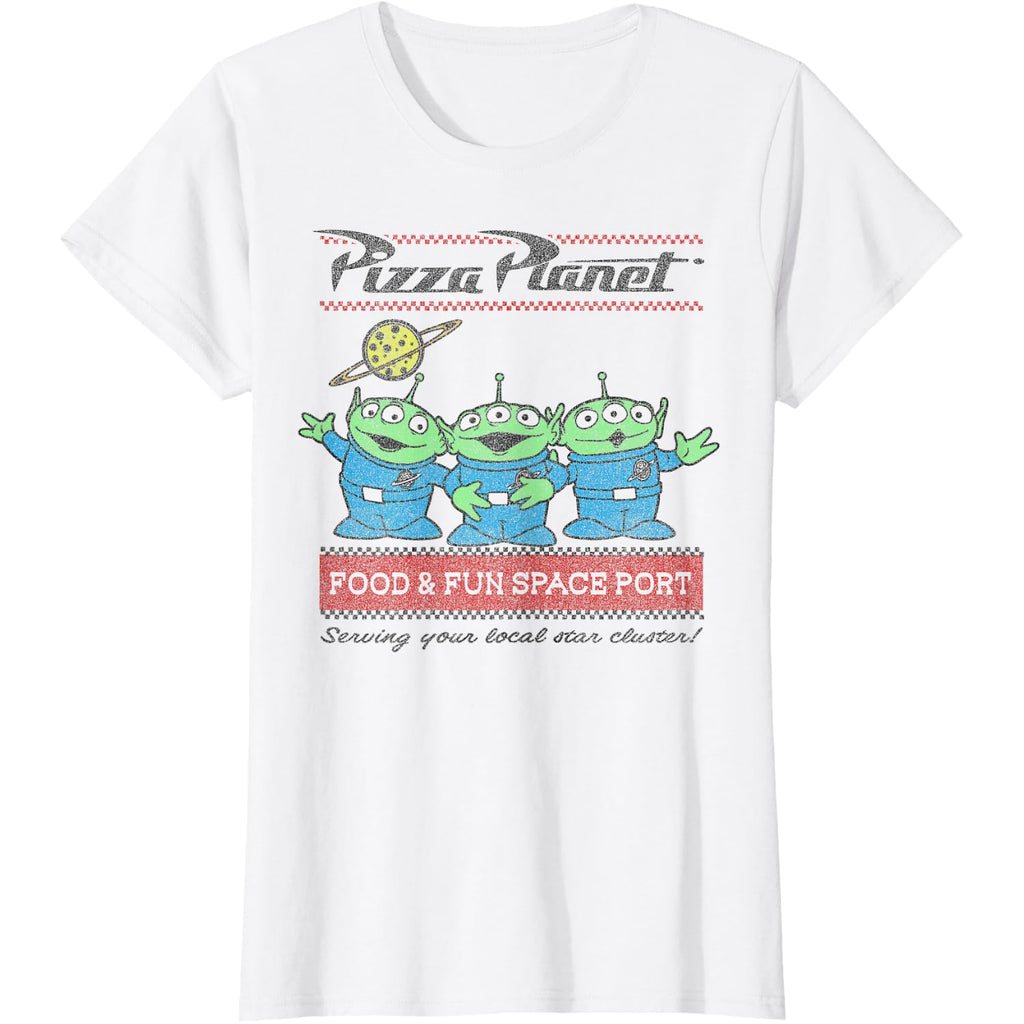 Disney Pixar Toy Story Pizza Planet Aliens T-Shirt White