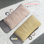 Womens Golden Glitter Clutch Purse Pleated Evening Bag for Bridal Wedding Party with Rhinestone Ring