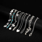 Softones 16Pcs Ankle Bracelets for Women Gold Silver Two Style Chain Beach Anklet Bracelet Jewelry Anklet Set,Adjustable Size