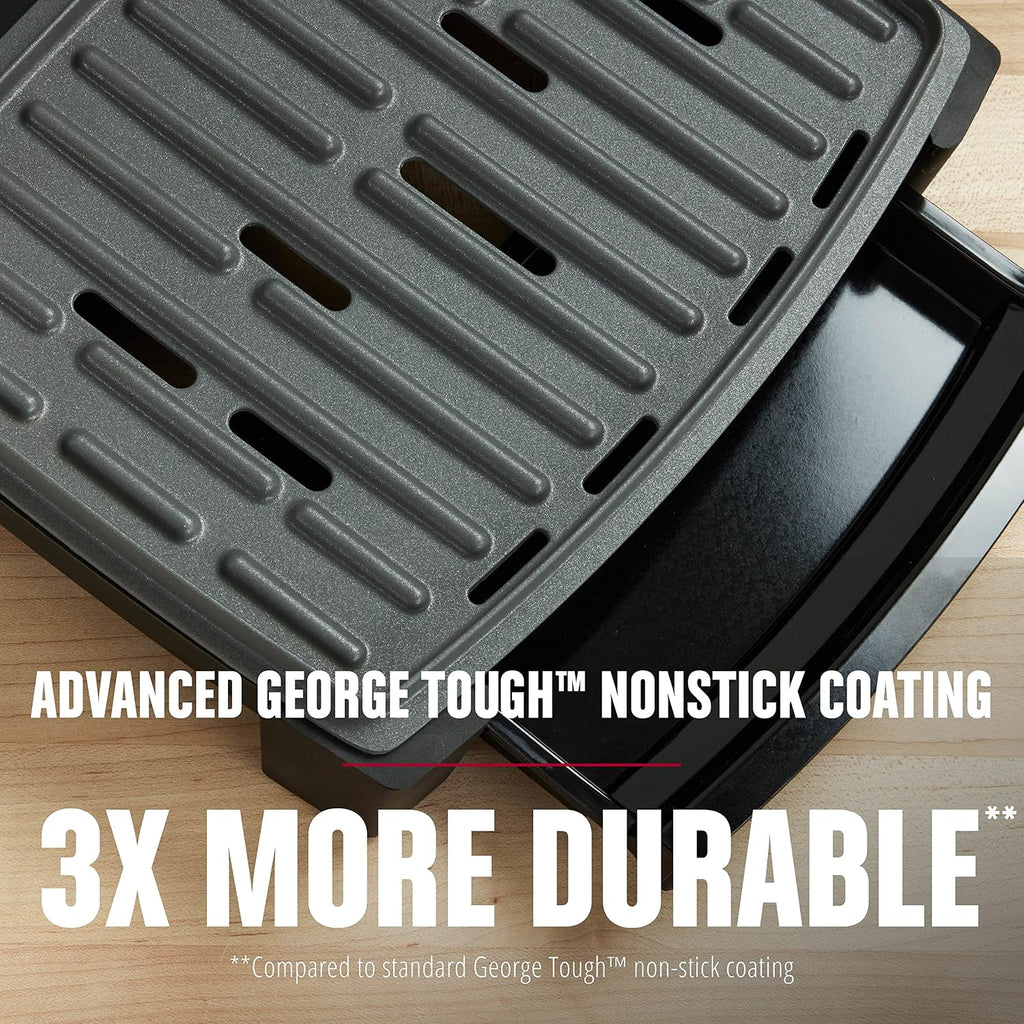 George Foreman® Fully Submersible™ Grill, New Dishwasher Safe, Wash The Entire Grill, Easy-To-Clean Nonstick, Black/Grey