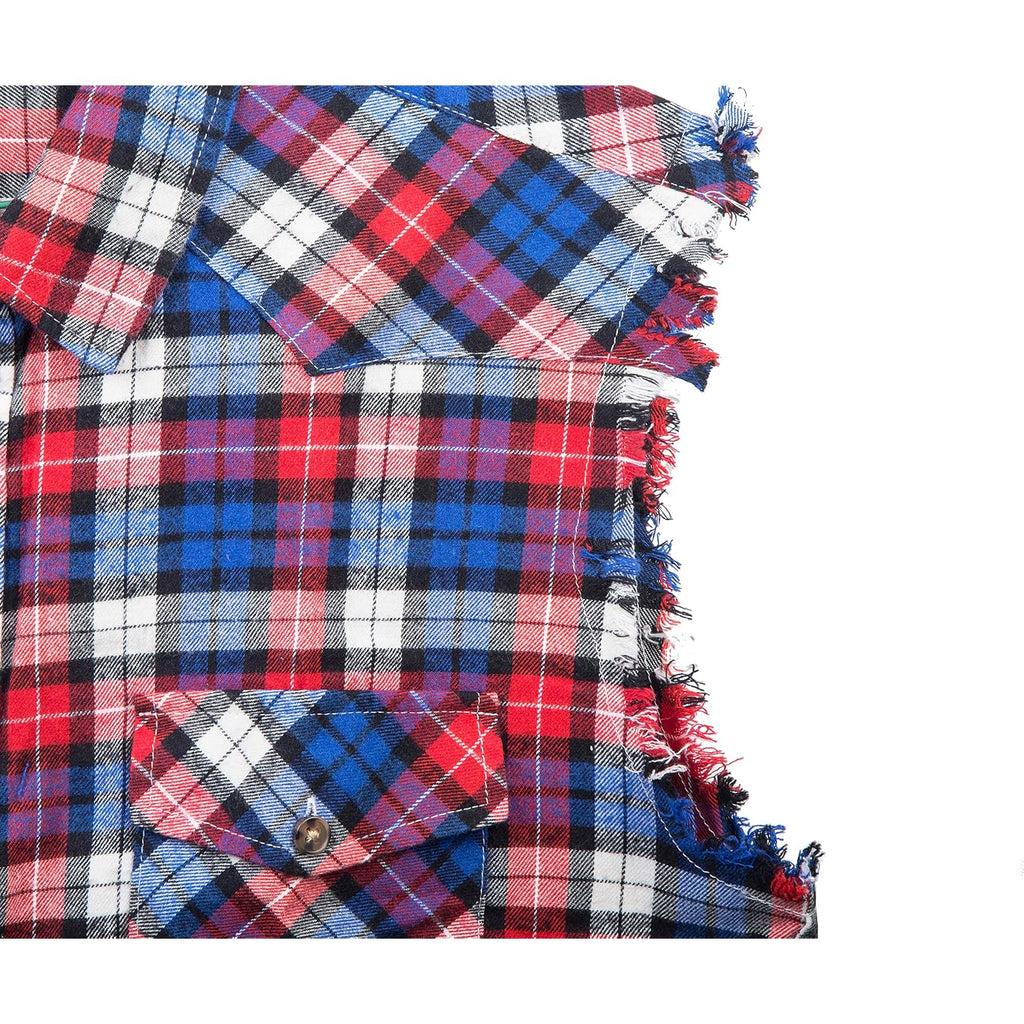 Men'S Casual Flannel Plaid Shirt Sleeveless Plus Size Vest