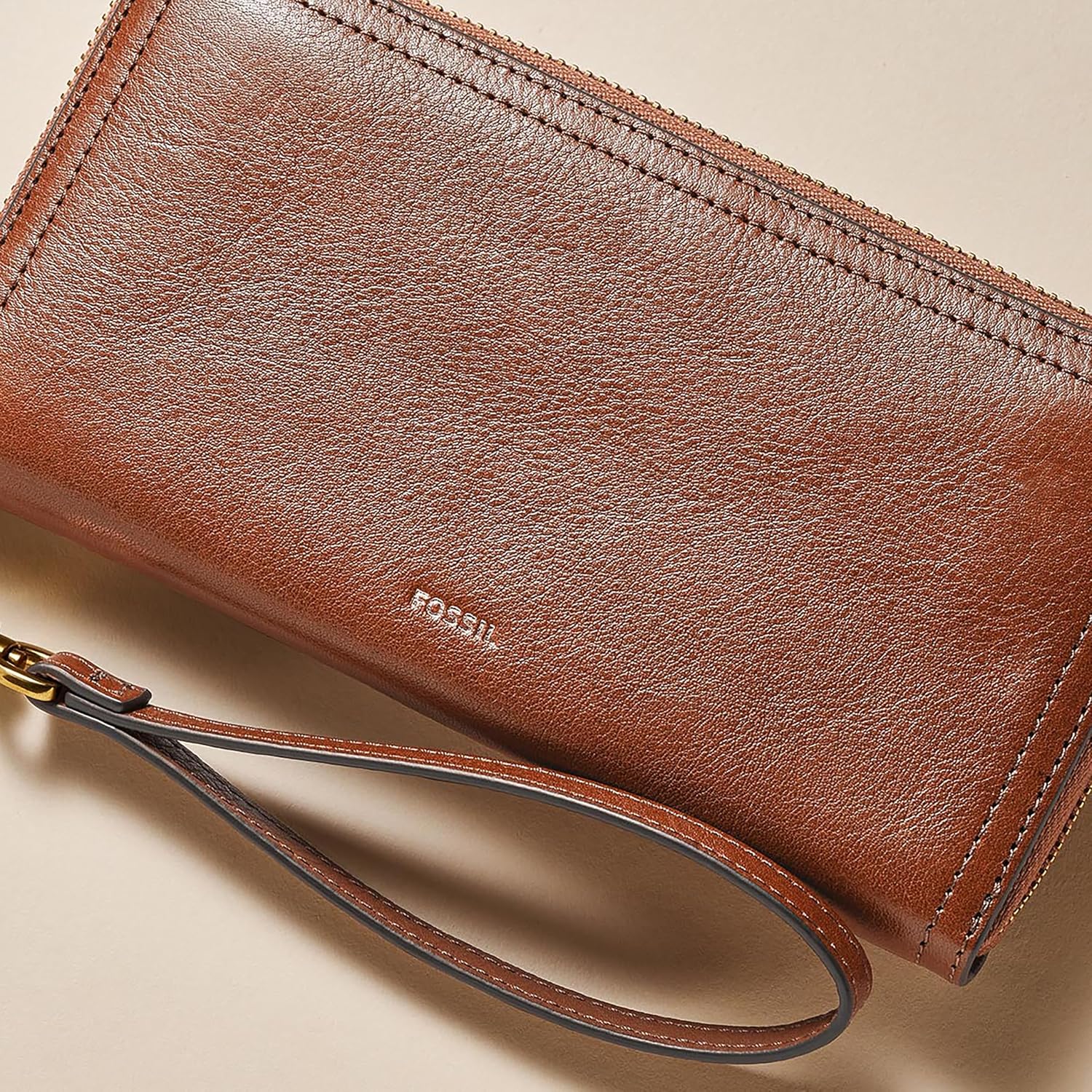 Fossil Women'S Logan Leather Rfid-Blocking Zip Around Clutch Wallet With Wristlet Strap For Women