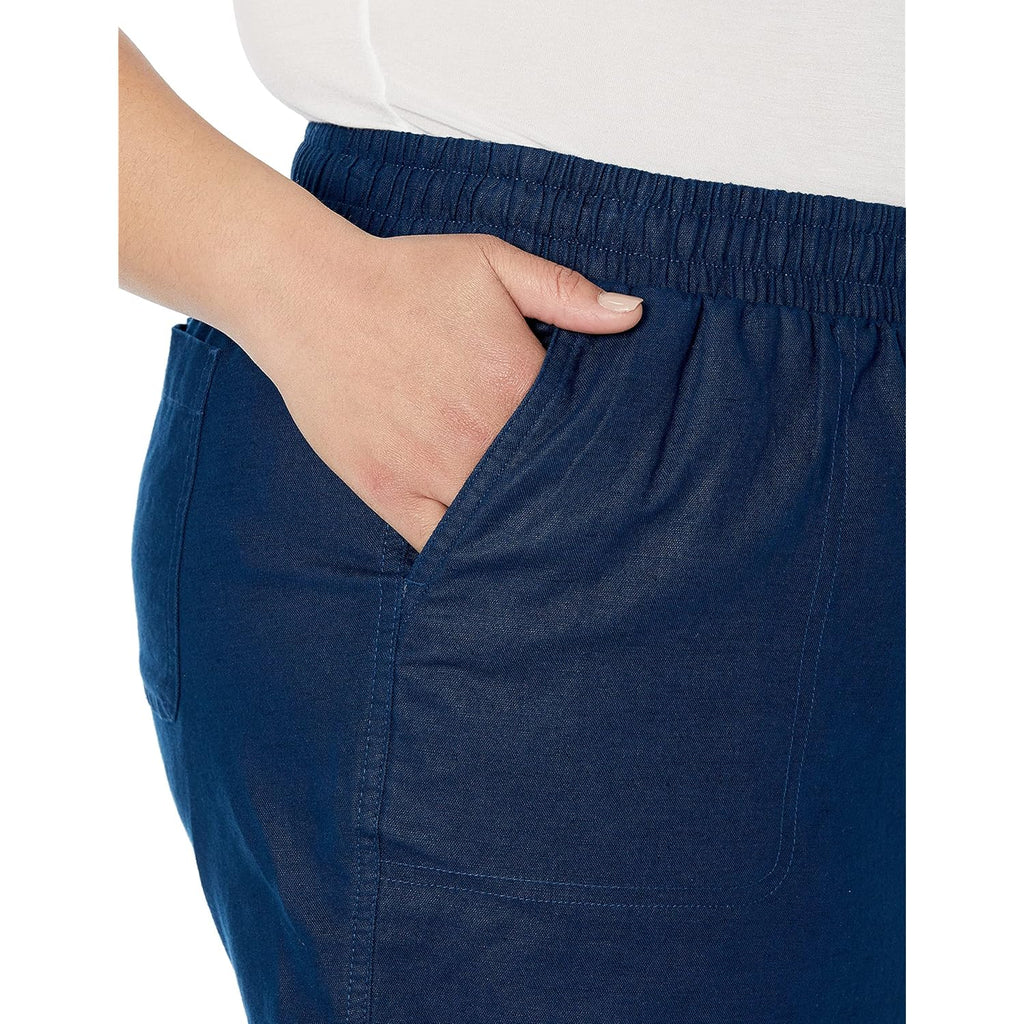 Women's 5" Inseam Drawstring Elastic Waist Linen Blend Summer Shorts