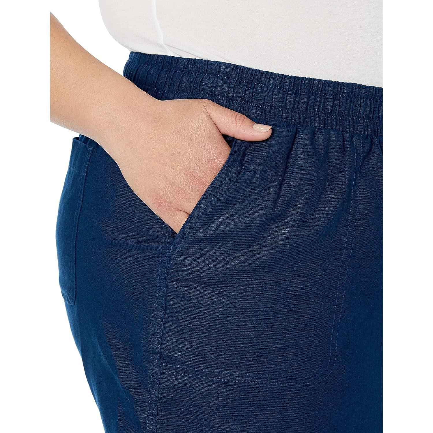 Women's 5" Inseam Drawstring Elastic Waist Linen Blend Summer Shorts
