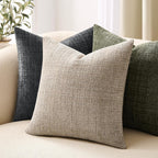 Fine-Textured Throw Pillow Covers Set Of 2, 22X22 Inch Latte | Thick Soft Chenille, Decorative Accent Cushion Covers, Modern Farmhouse Pillow Cases For Couch Sofa Bed Living Room Bedroom