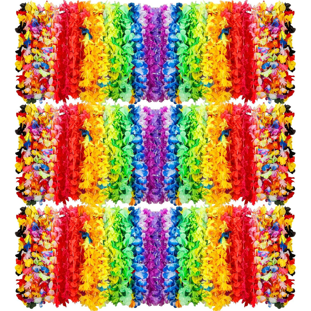 200 Count Hawaiian Lei Bulk, Tropical Luau Hawaii Theme Silk Flower Necklace, Party Favors for Beach Holiday Wedding Birthday Party, Aloha Summer Party Decorations