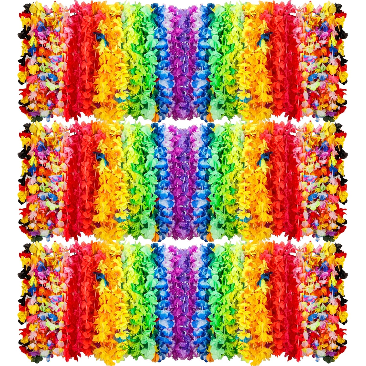 200 Count Hawaiian Lei Bulk, Tropical Luau Hawaii Theme Silk Flower Necklace, Party Favors for Beach Holiday Wedding Birthday Party, Aloha Summer Party Decorations