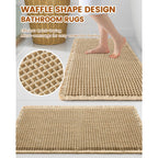 Smiry Waffle Bath Mat 30x20, Extra Soft Absorbent Bathroom Rugs, Non Slip Machine Washable Quick Dry Bath Rugs for Bathroom Floor, Tub, Shower, Home Decor Accessories, Brown