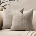Fine-Textured Throw Pillow Covers Set Of 2, 22X22 Inch Latte | Thick Soft Chenille, Decorative Accent Cushion Covers, Modern Farmhouse Pillow Cases For Couch Sofa Bed Living Room Bedroom