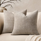 Fine-Textured Throw Pillow Covers Set Of 2, 22X22 Inch Latte | Thick Soft Chenille, Decorative Accent Cushion Covers, Modern Farmhouse Pillow Cases For Couch Sofa Bed Living Room Bedroom