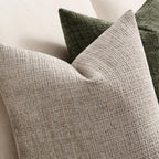 Fine-Textured Throw Pillow Covers Set Of 2, 22X22 Inch Latte | Thick Soft Chenille, Decorative Accent Cushion Covers, Modern Farmhouse Pillow Cases For Couch Sofa Bed Living Room Bedroom