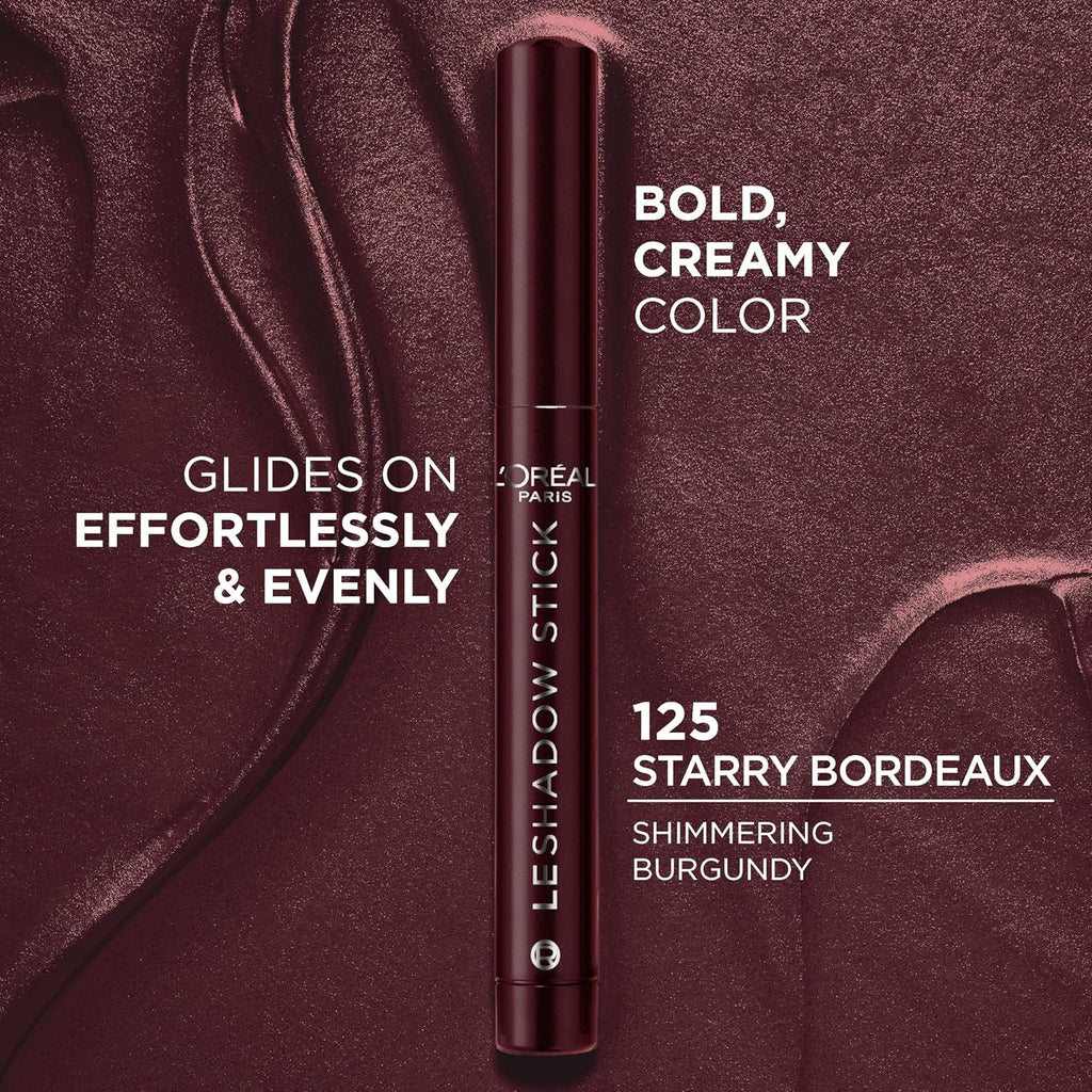 L'Oreal Paris Makeup Le Shadow Stick Eyeshadow, Blendable, Smudge-Resistant, Smokey Cream Eyeshadow, 125 Starry Bordeaux