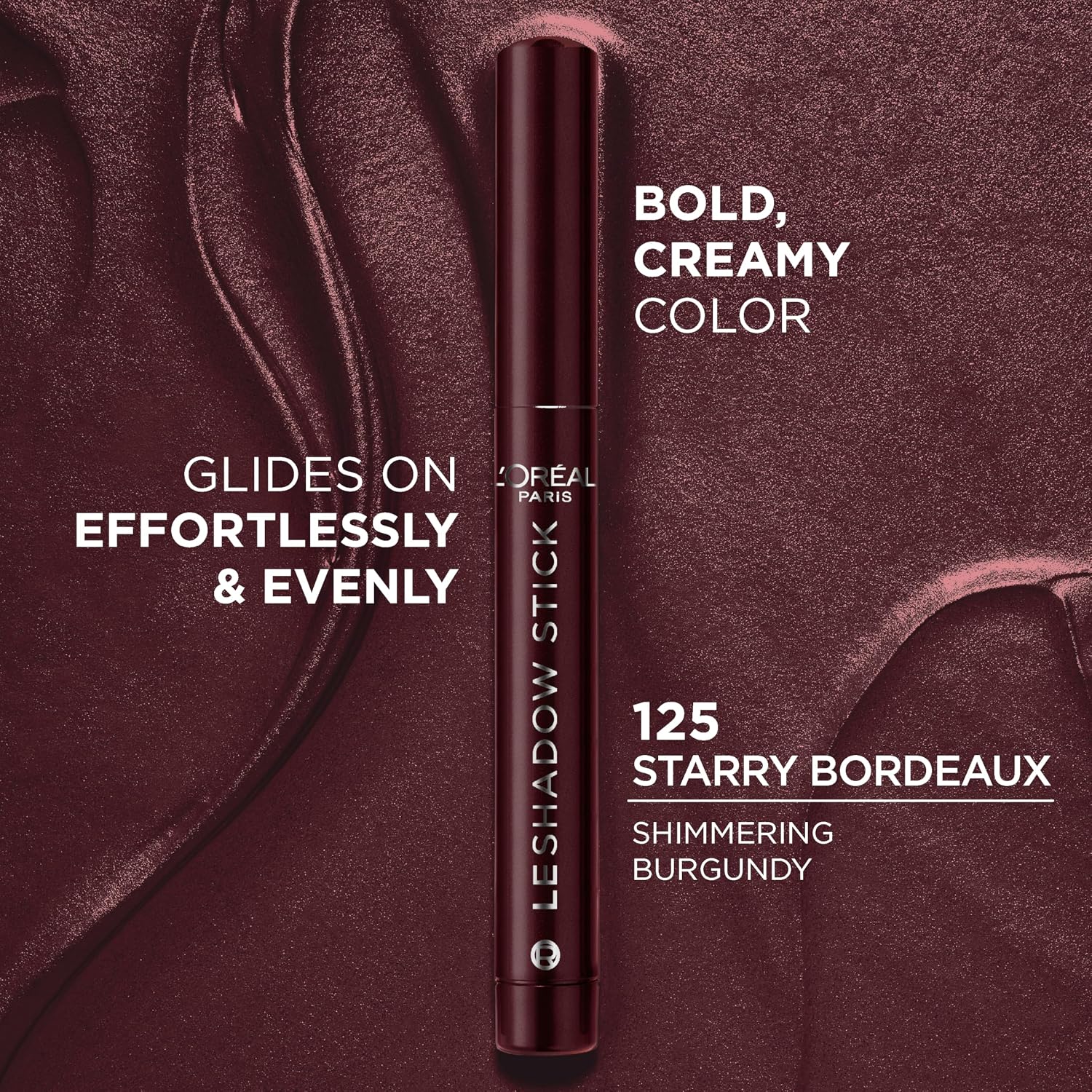 L'Oreal Paris Makeup Le Shadow Stick Eyeshadow, Blendable, Smudge-Resistant, Smokey Cream Eyeshadow, 125 Starry Bordeaux