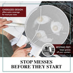 Splatter Screen For Frying Pan - 13 Inch Stainless Steel Grease Splatter Guard - Cover Oil Splash When Sizzling Bacon, Cooking Fried Chicken Or Popcorn