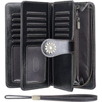 Lavemi Womens Large Capacity Genuine Leather RFID Blocking Wallets Wristlet Clutch Card Holder