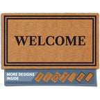 Barnyard Designs Natural Coco Coir Heavy Duty Backing Doormat - Large Cute Non-Slip Front Door Welcome Mat For Outside Entrance Or Porch Entry, Brown (17X30, Welcome)