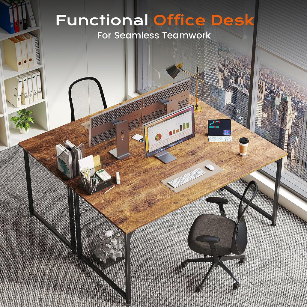 47 X 24 Inch Computer Desk With Deeper Desktop, Gaming Office Writing Work Desk For Home Office, Study, Bedroom, Work From Home, Metal Frame, Rustic Brown