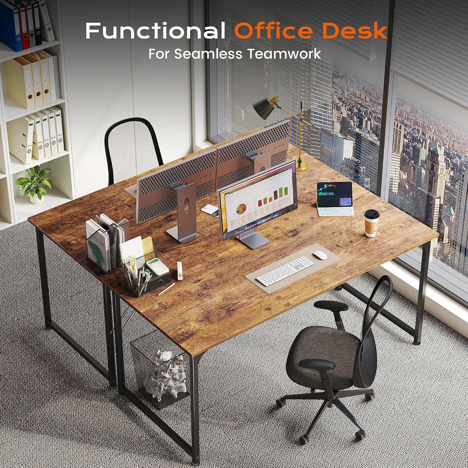 47 X 24 Inch Computer Desk With Deeper Desktop, Gaming Office Writing Work Desk For Home Office, Study, Bedroom, Work From Home, Metal Frame, Rustic Brown