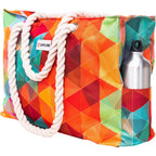 Beach Bag And Pool Bag Has Cooler Pocket, 7 Pockets Total, Zip Top. Family Size Waterproof Beach Tote