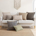 Boho Living Jada Decorative Throw, Includes Accent Insert, Premium Woven Design, Living Room Décor, (2) 20" X 20" Pillow Covers, Beige 2 Count