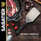 Sabatier Triple Rivet Stainless Steel Wide Turner, 9.65-Inch, Black,5154549