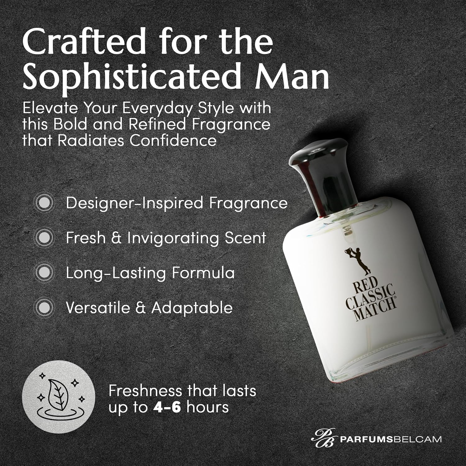 PB ParfumsBelcam Red Classic Match Eau de Toilette - Spicy Woody Amber Fragrance for Men, Long-Lasting Masculine Scent, Affordable Cologne Alternative, Signature Fragrance - 2.54 Fl Oz
