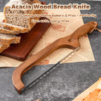 Bread Knife For Homemade Bread, 14.5" Wooden Sourdough Bread Knife, Sourdough Bread Slicer, Bow Design, Easy To Cut Into Uniform Thin Slices, Bread Saw For Cutting Sourdough Bread, Bagel, Baguette Etc