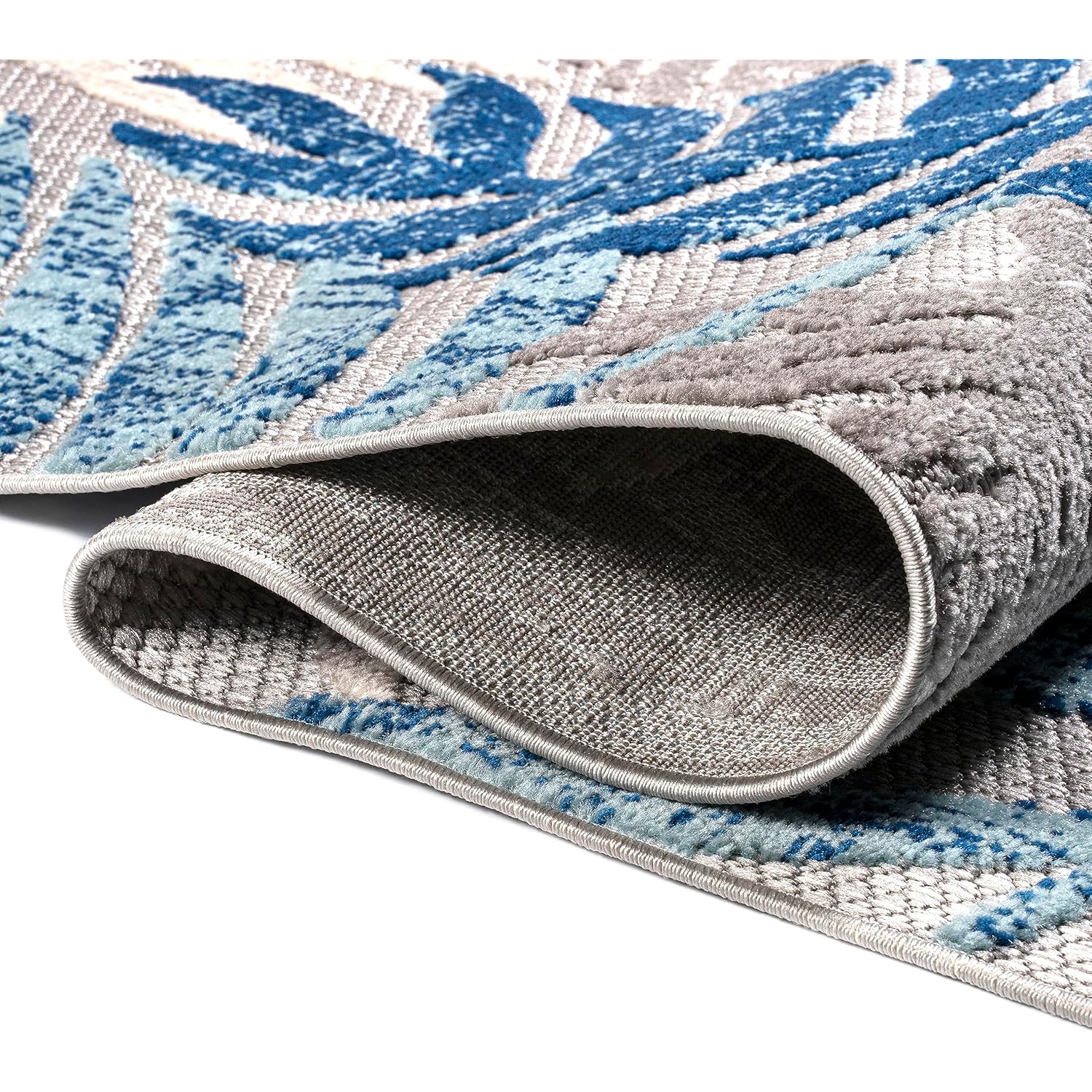 JONATHAN Y Tropics Palm Leaves Indoor Outdoor Area Rug 8X10 Gray/Blue, Boho for Backyard, Patio, Porch, Easy-Cleaning, High Traffic, Pet-Friendly, Non-Shedding (AMC100A-8)
