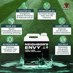 Petramax Neighbor’S Envy Grass Fertilizer For Lawn & Garden, 1 Gallon Covers Up To 16,000 Sq.Ft. 7-In-1 Liquid Lawn Fertilizer Concentrate For Deep Green Turf - Includes Nitrogen/Iron/Humic/Sea Kelp