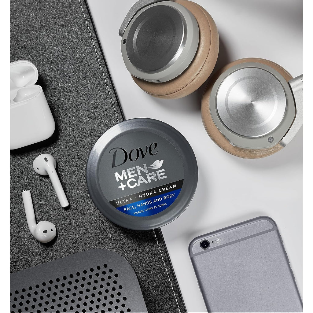 Dove Men+Care Ultra Hydra Cream, Face, Hands And Body Care, All Skin Types, 3-Pack Of 5.07 Oz Each, Jar