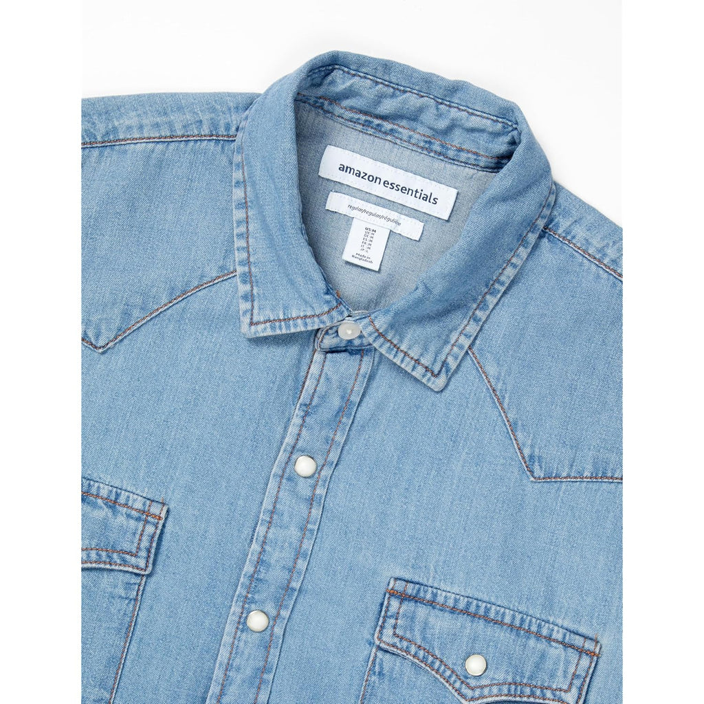 Amazon Essentials Men'S Long Sleeve Denim Shirt, Regular-Fit