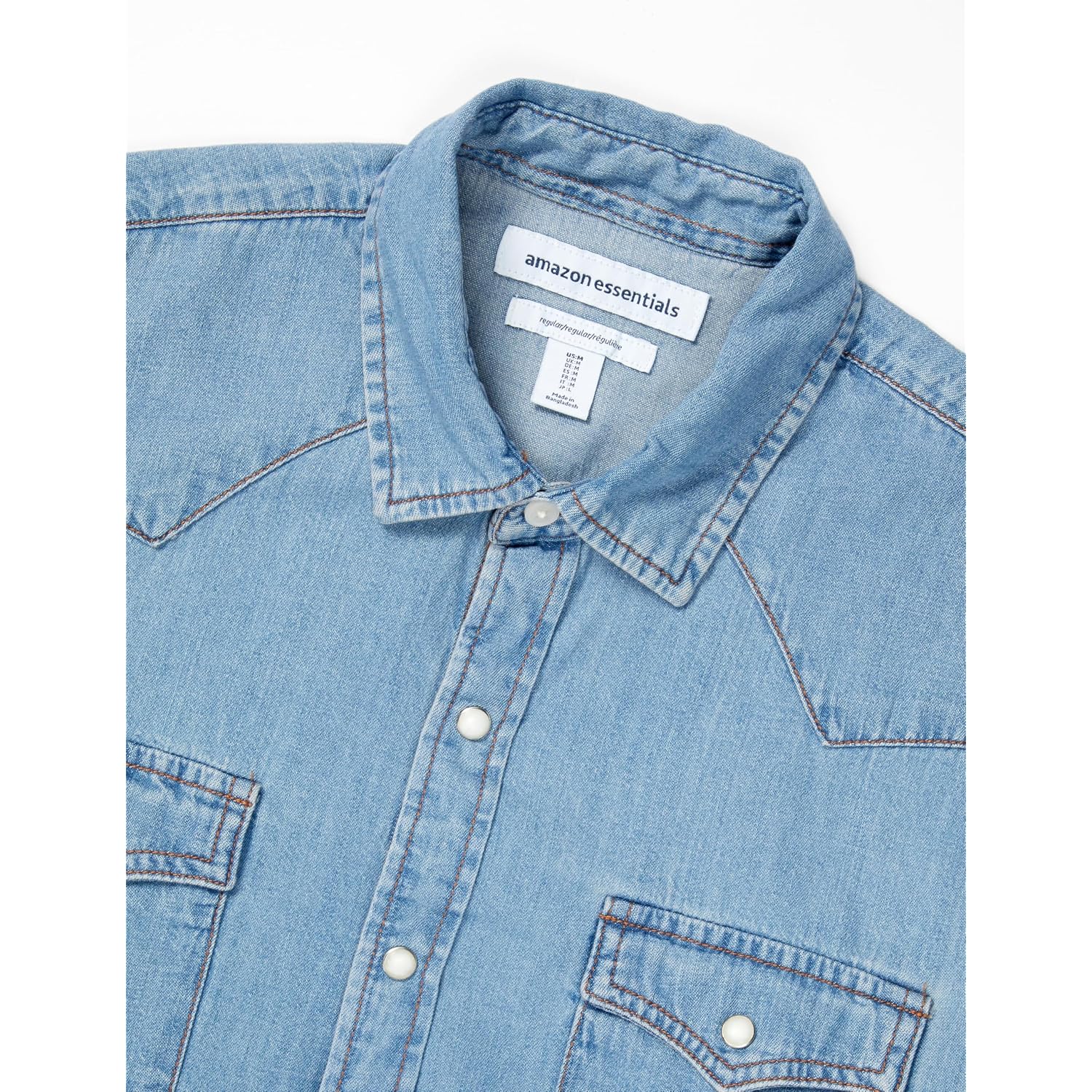 Amazon Essentials Men'S Long Sleeve Denim Shirt, Regular-Fit