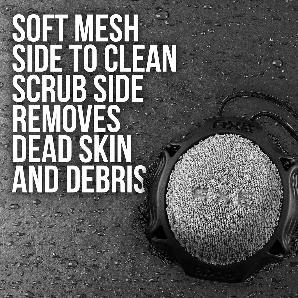 Axe Modern Shower Tool Skin Cleanser For Smoother Skin Detailer Exfoliates And Gently Cleanses One Size 3 Count, Black