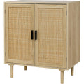 Finnhomy Sideboard Buffet Cabinet, Kitchen Storage Sideboard With Rattan Decorated Doors, Liquor Coffee Buffet, Dining Room, Hallway, Console Table, Accent Cabinet, 31.5X 15.8X 34.6 Inches, Natural