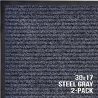 Front Door Mat, Indoor Outdoor Welcome Entryway Doormat, 30X17 Steel Gray | 2-Pack Low-Profile Muddy Doormats Trap Dirt, Mud & Moisture From Shoes & Pet Paws For Inside Outside Porch, Patio & Entryways