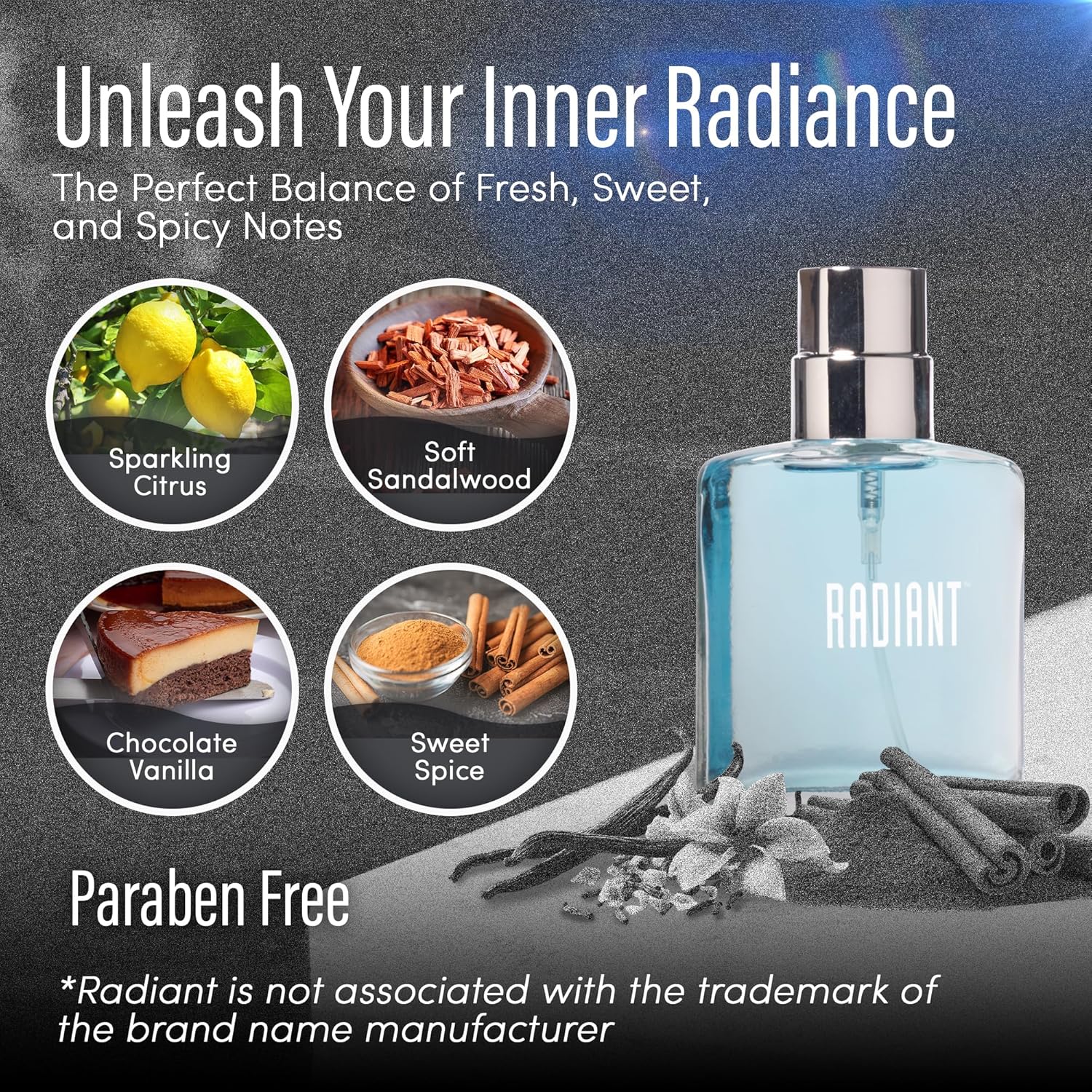 PB ParfumsBelcam Radiant Eau de Parfum for Women – Warm Oriental Vanilla Gourmand Perfume with Citrus, Chocolate & Caramel – Sweet Spicy Fragrance Spray, Signature Everyday Scent, 1.7 Fl Oz