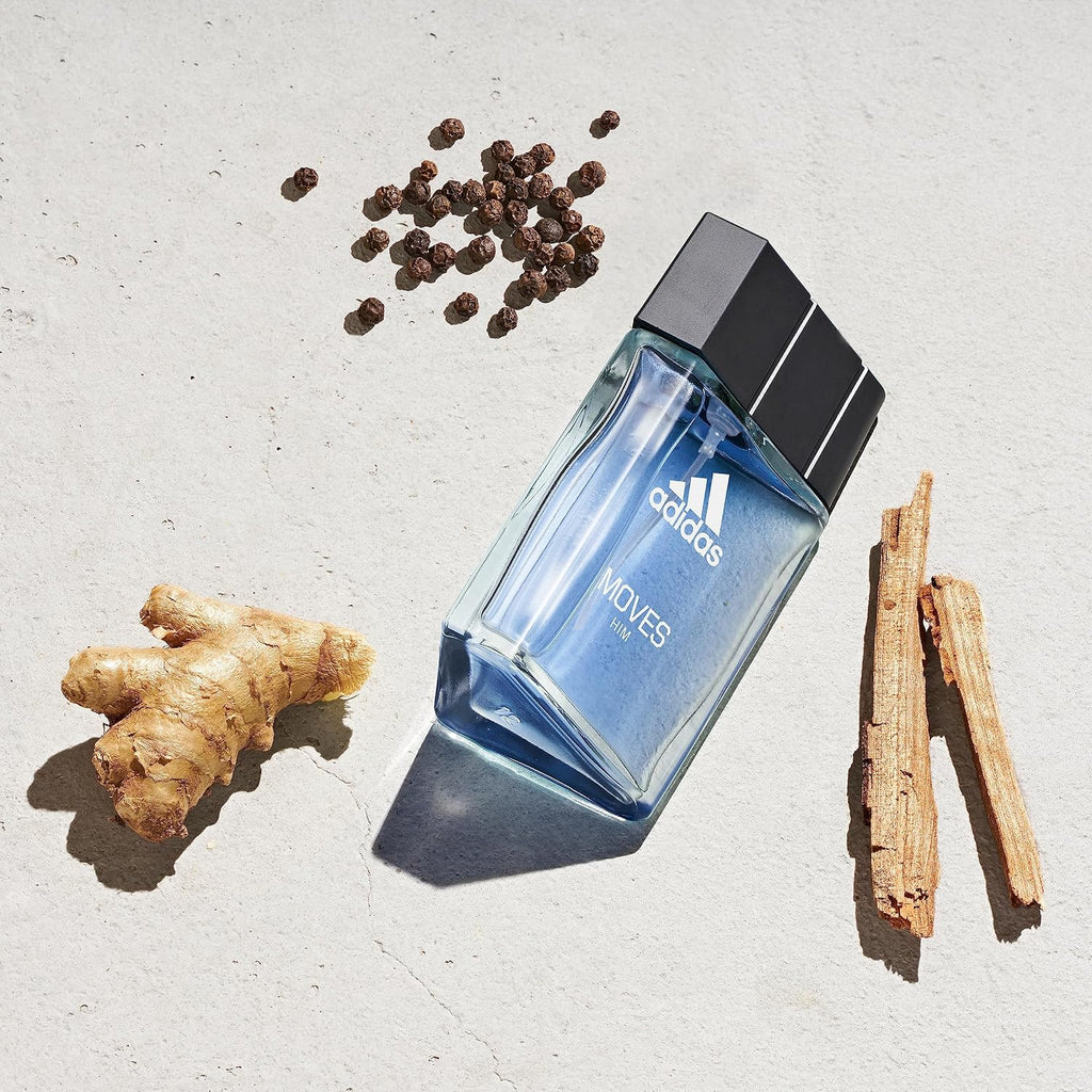 Adidas Moves Him Eau De Toilette 1.6 Fl Oz (Pack Of 1), Notes Of Green Apple, Cedarwood, Musk, Men'S Fragrance, Long Lasting, Sporty Fragrance, Travel Size