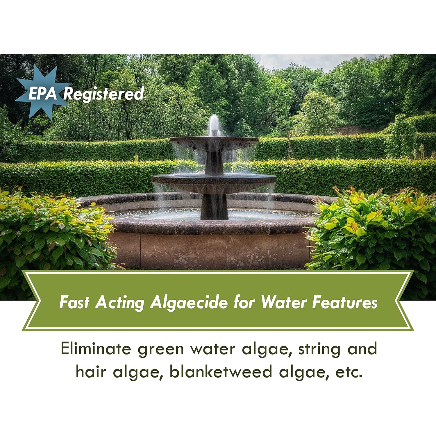 Fountain Algaecide And Clarifier - 8Oz - Kills And Inhibits All Types Of Algae Growth, Formulated For Small Ponds And Water Features, Treats Up To 8,000 Gallons
