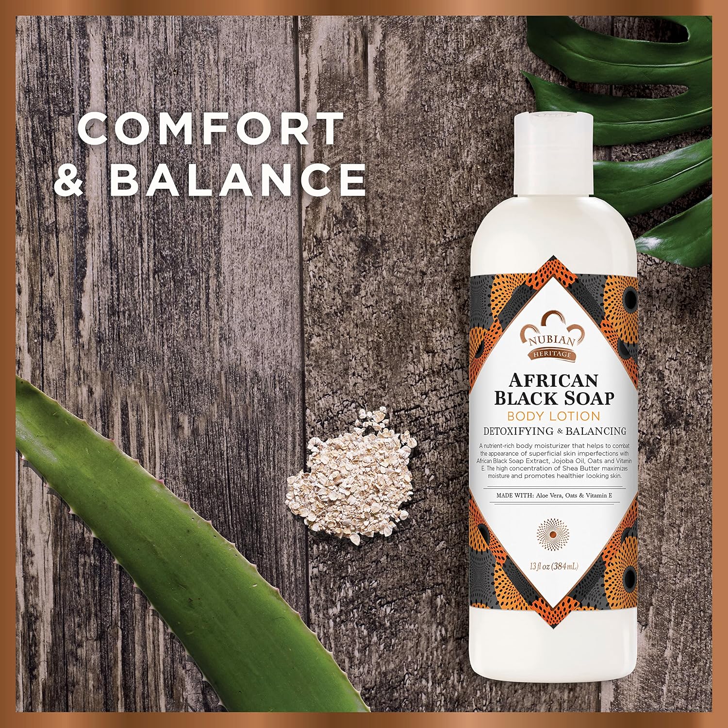 Nubian Heritage Body Lotion African Black Soap For Dry Skin Paraben Free Body Moisturizer, 13 Oz