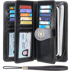 Lavemi Womens Large Capacity Genuine Leather RFID Blocking Wallets Wristlet Clutch Card Holder